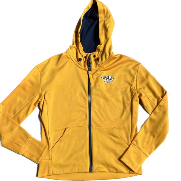 NWOT FANATICS NASHVILLE PREDATORS YELLOW/BLUE FULL LENGTH ZIP UP HOODIE SMALL - Picture 4 of 11